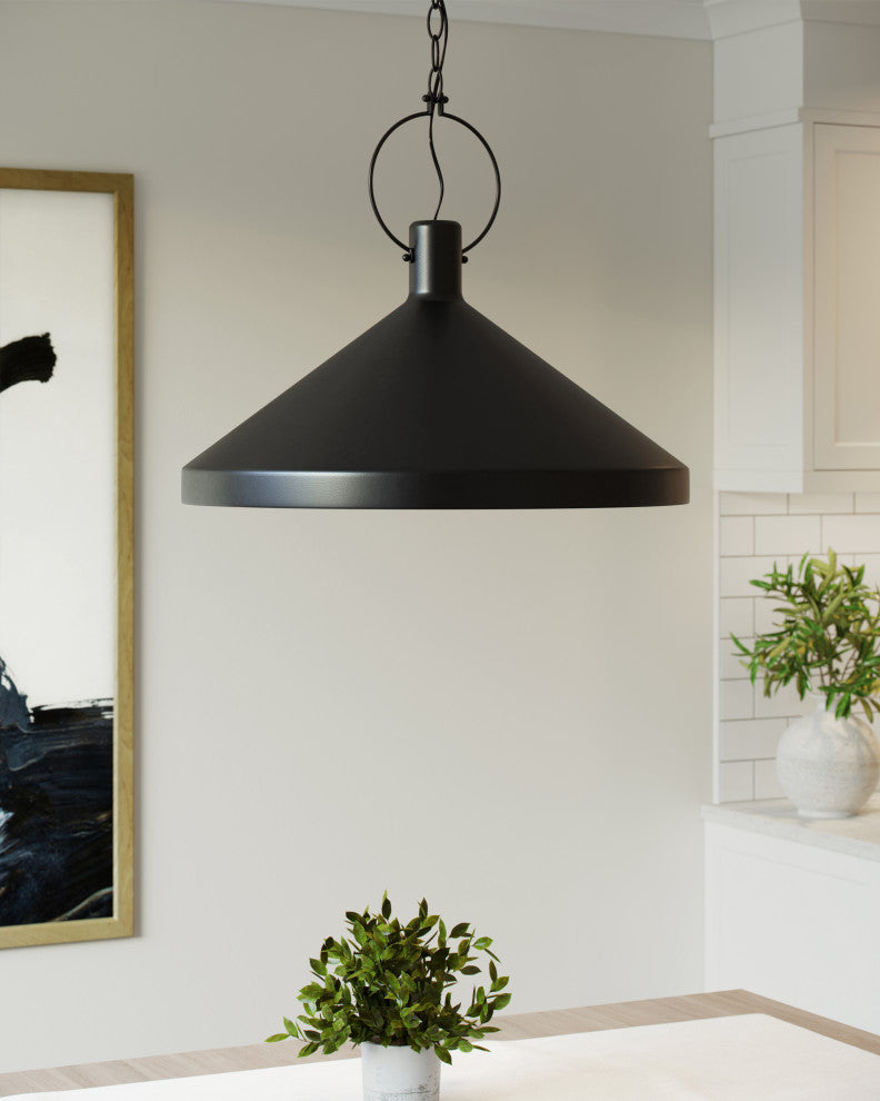 Lyon Large One Light Pendant, Midnight Black