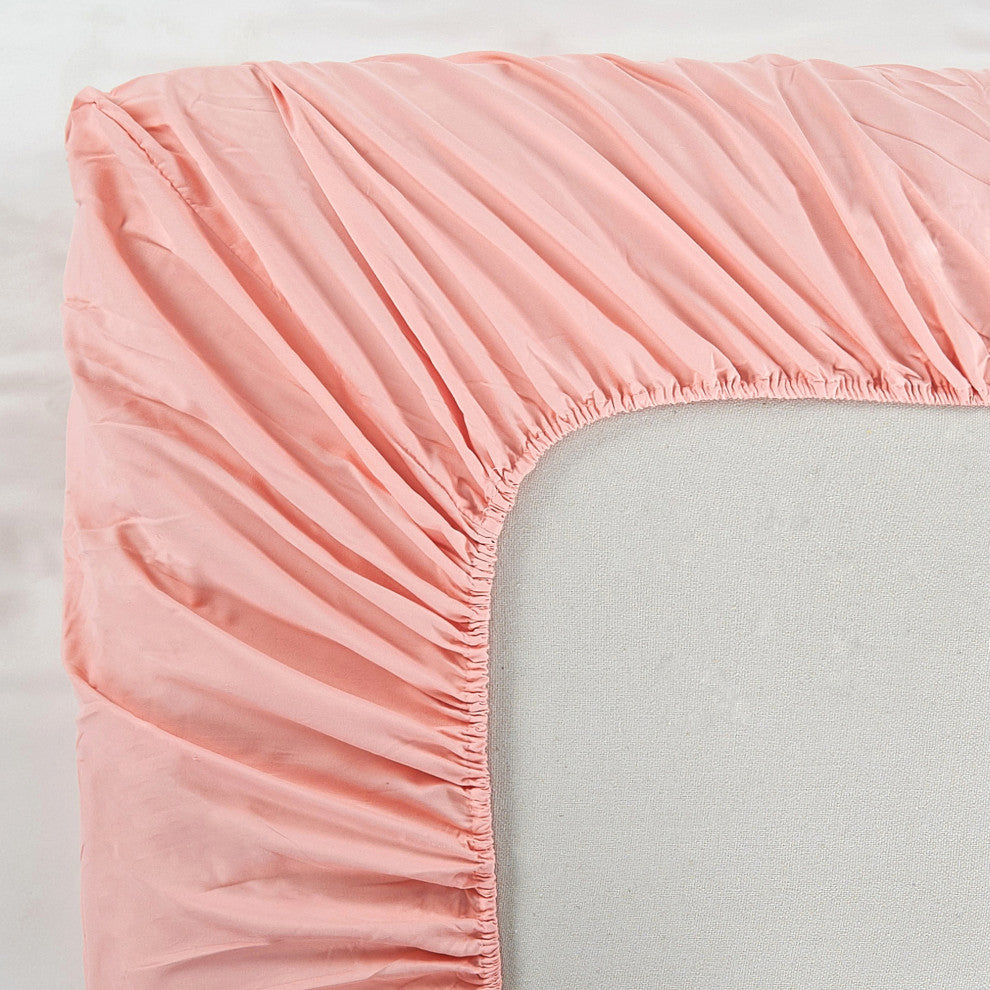 Serenta Puka Lei Embroidered 4 Piece Bed Sheet Set, Rose Quartz, King