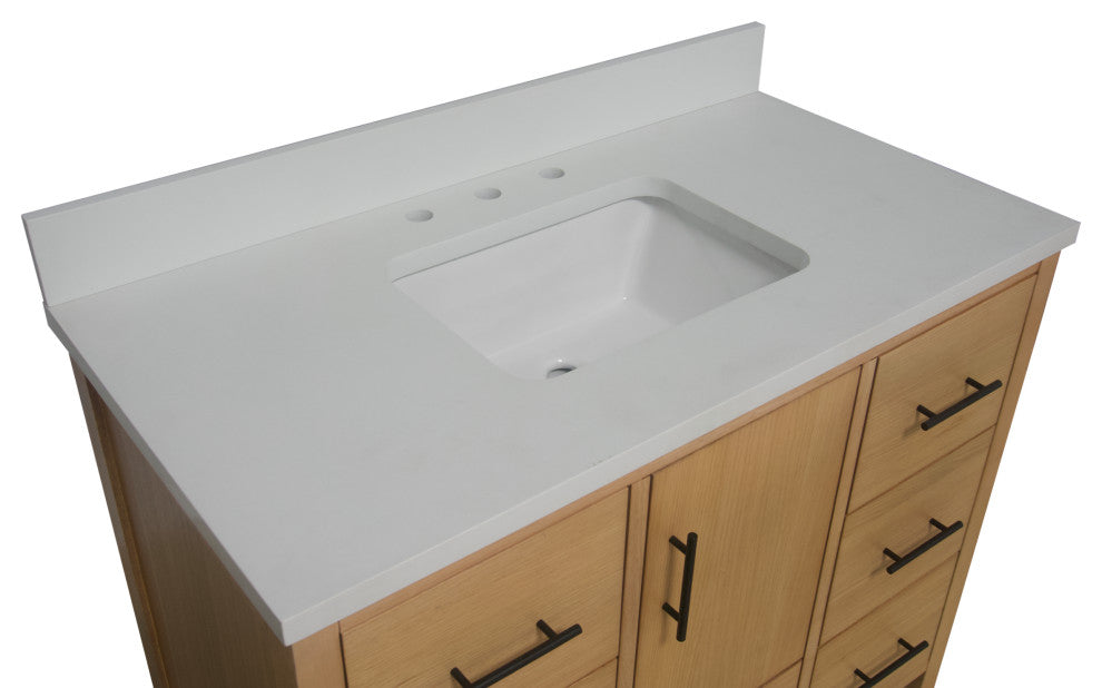 California 42" Bathroom Vanity, Blonde, Matte White