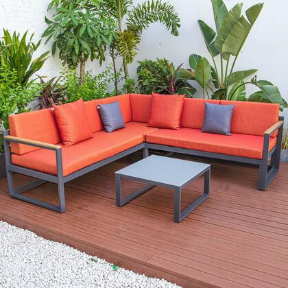 LeisureMod CSLBL-80OR-BU Chelsea Adjustable Headrest&Coffee Table Cushions