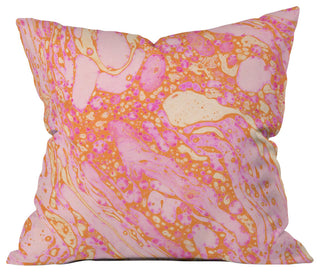 Amy Sia Marble Orange Pink Throw Pillow, 16"x16"
