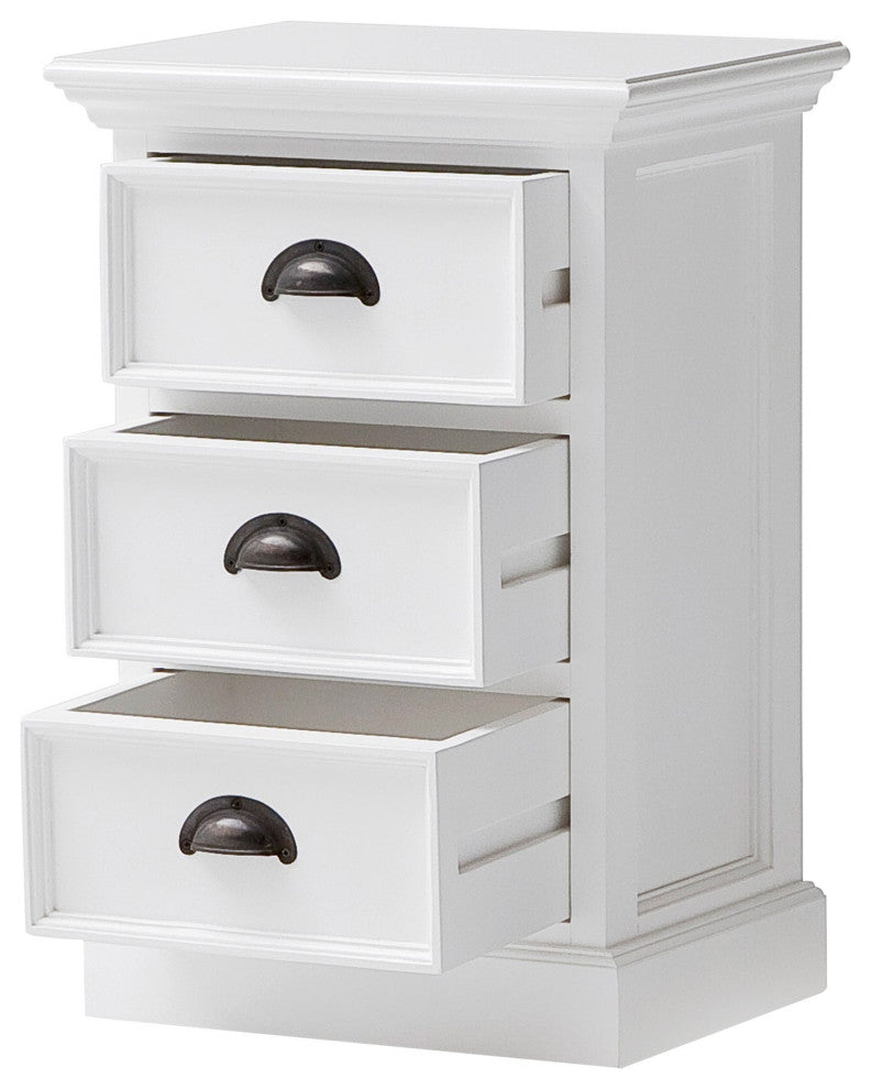Classic White Three Drawer Nightstand