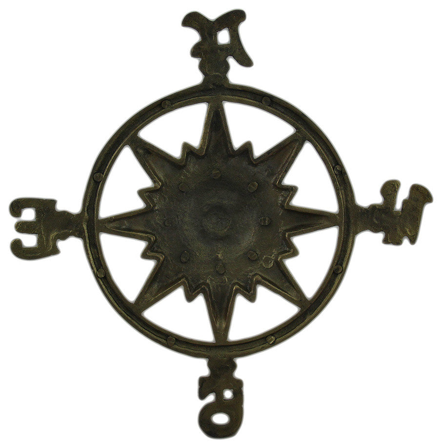 Antique Brass Finish Compass Rose Indoor/Outdoor Wall Hanging