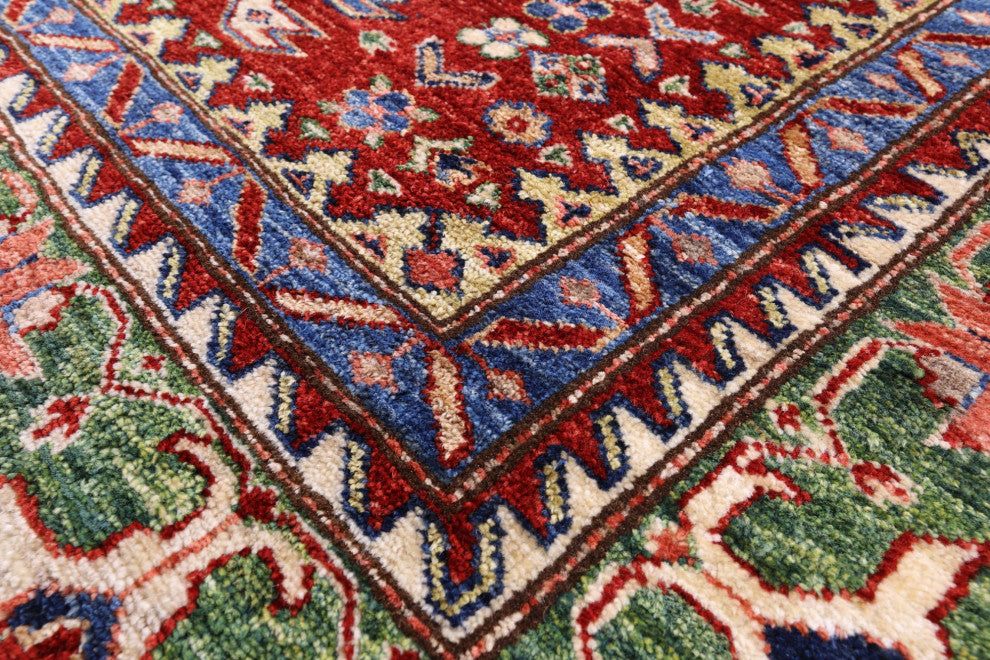 5' 11" X 9' 0" Super Kazak Hand Knotted Wool Rug Q10525