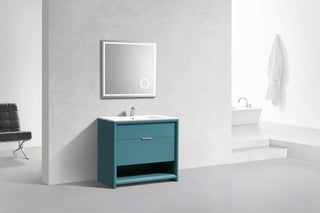 KubeBath Nudo 40'' Floor Mount Modern Bathroom Vanity, Teal Green