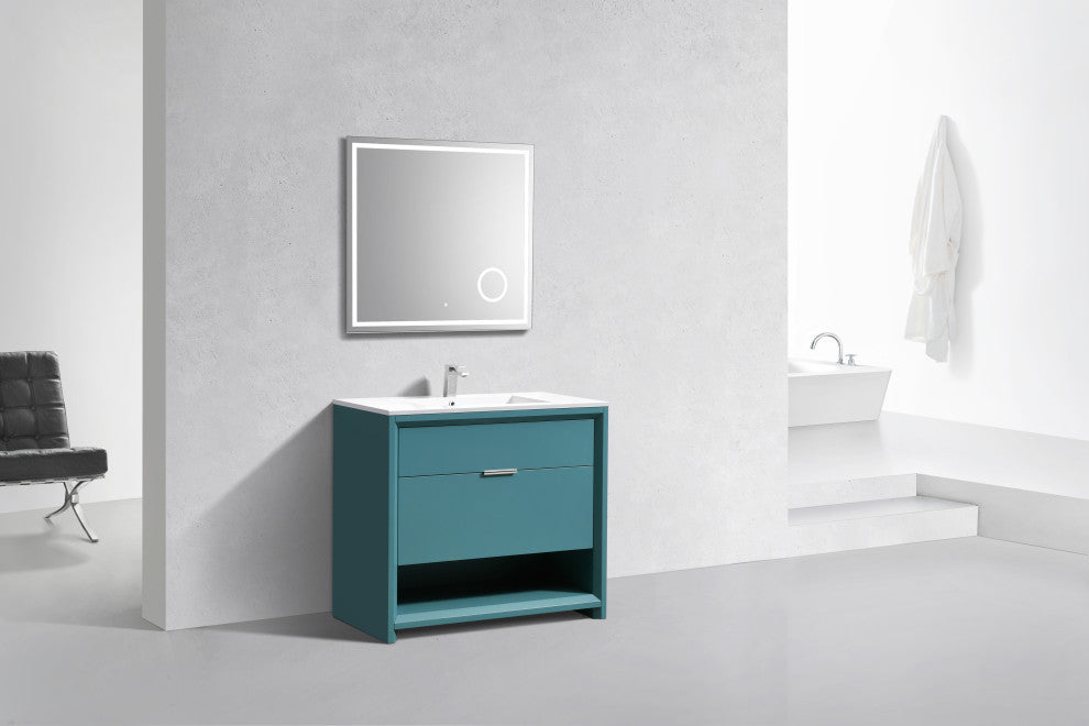 KubeBath Nudo 40'' Floor Mount Modern Bathroom Vanity, Teal Green