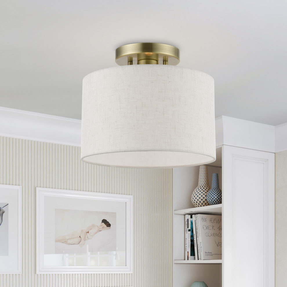 Blossom 1 Light Antique Brass Small Semi-Flush