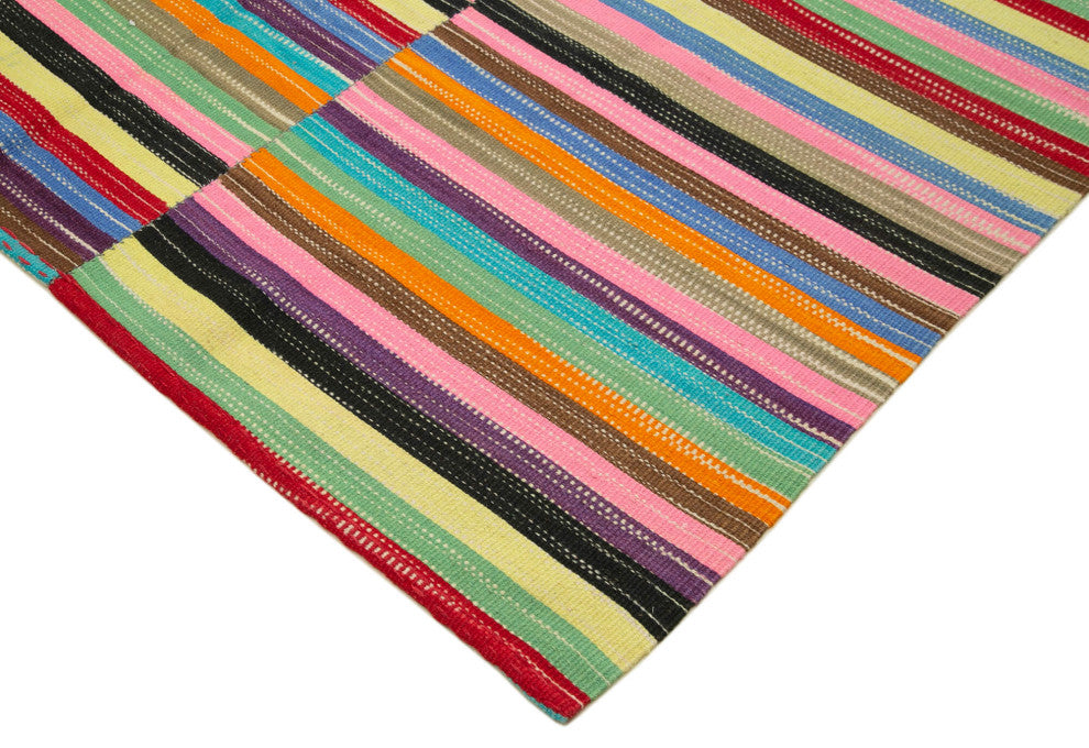 Rug N Carpet - Handmade Turkish 9' 9'' x 12' 9'' Modern Design Wool Kilim Rug
