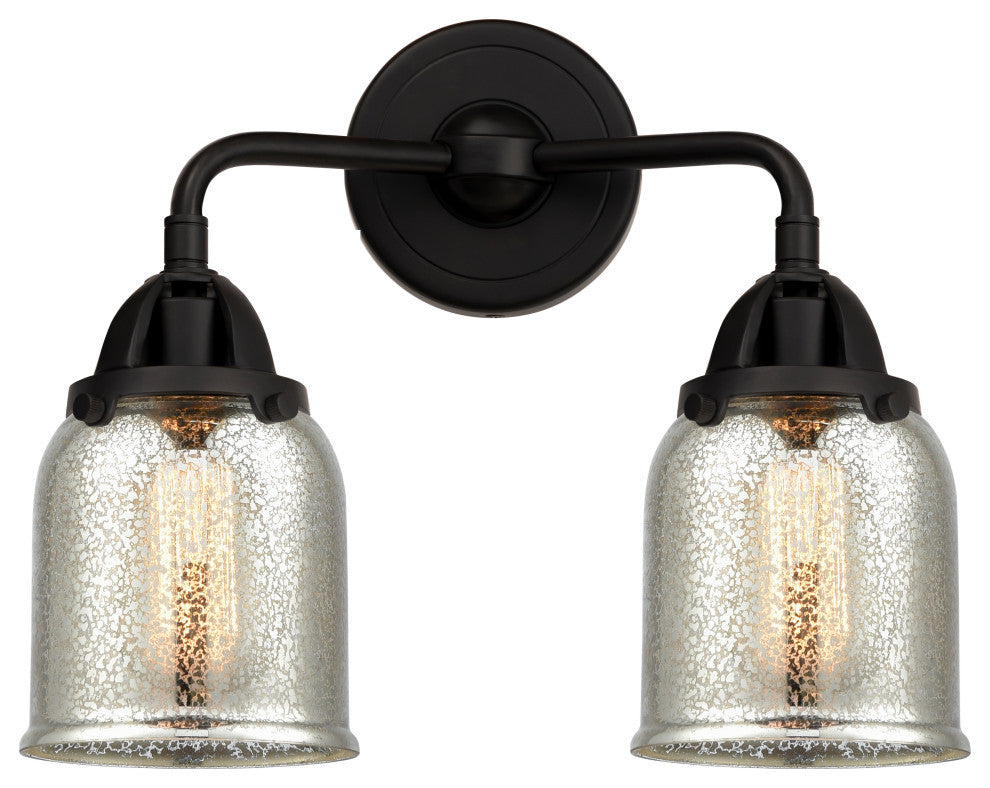 Small Bell Bath Vanity Light, Matte Black, Silver Plated Mercury