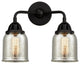 Small Bell Bath Vanity Light, Matte Black, Silver Plated Mercury