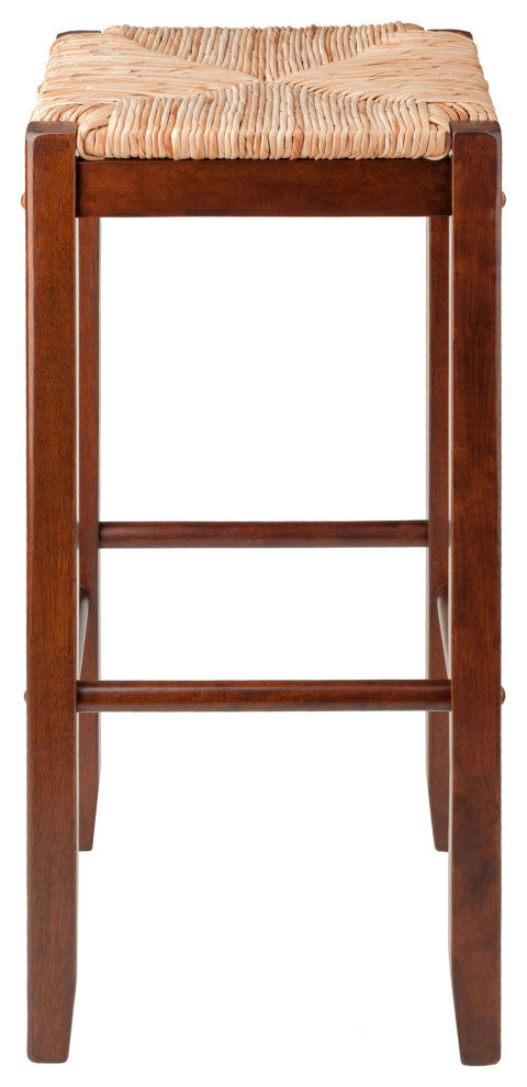 Kaden 2-Pc Rush Seat Bar Stool Set, Walnut