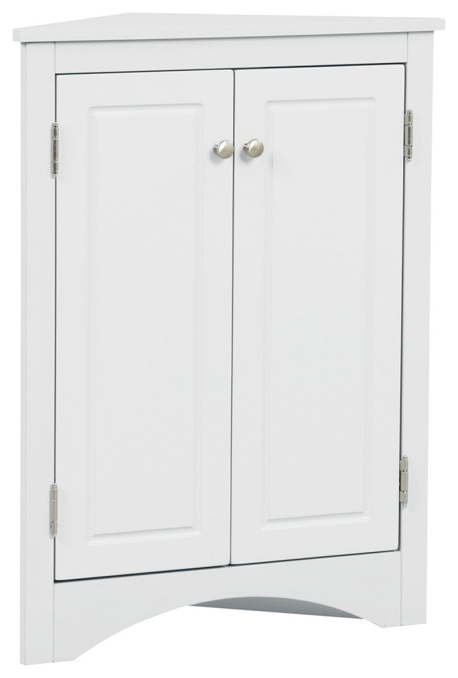 Stylish Triangle Bathroom Storage Cabinet with Adjustable Shelves, White