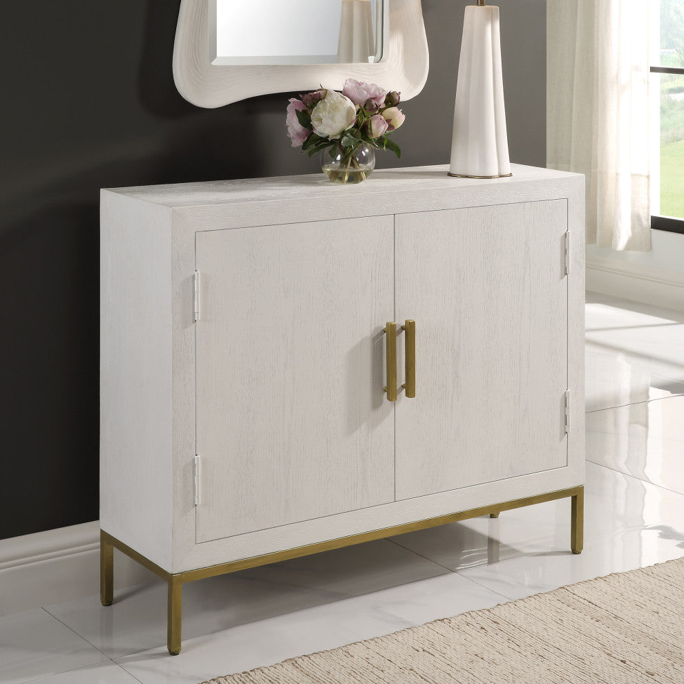 Lifestyle showroom image with cabinet in a styled room.