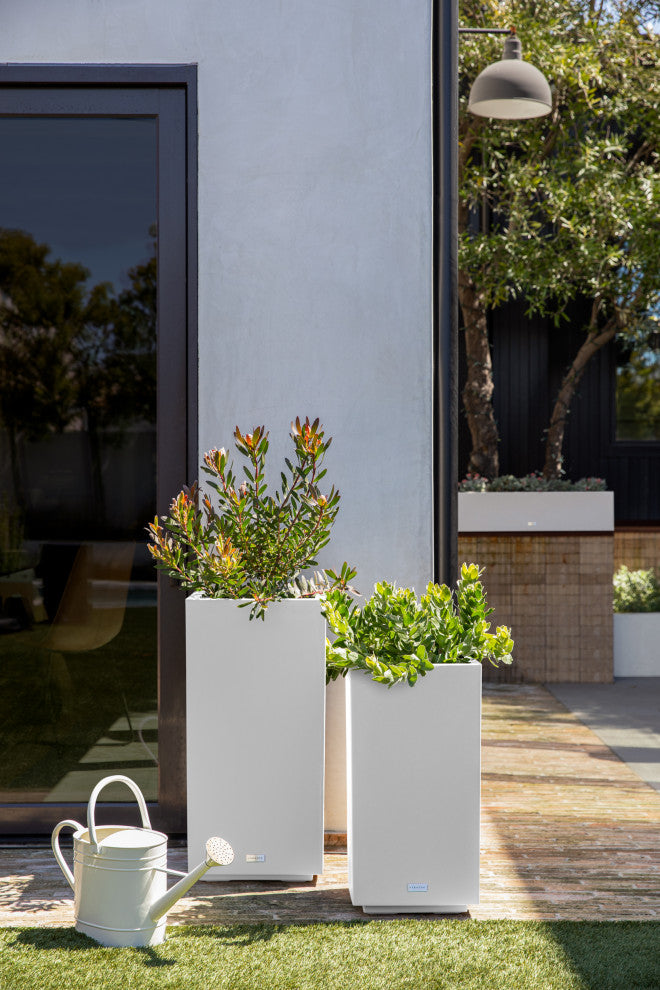 Veradek Block Series Pedestal Planter, White, Tall
