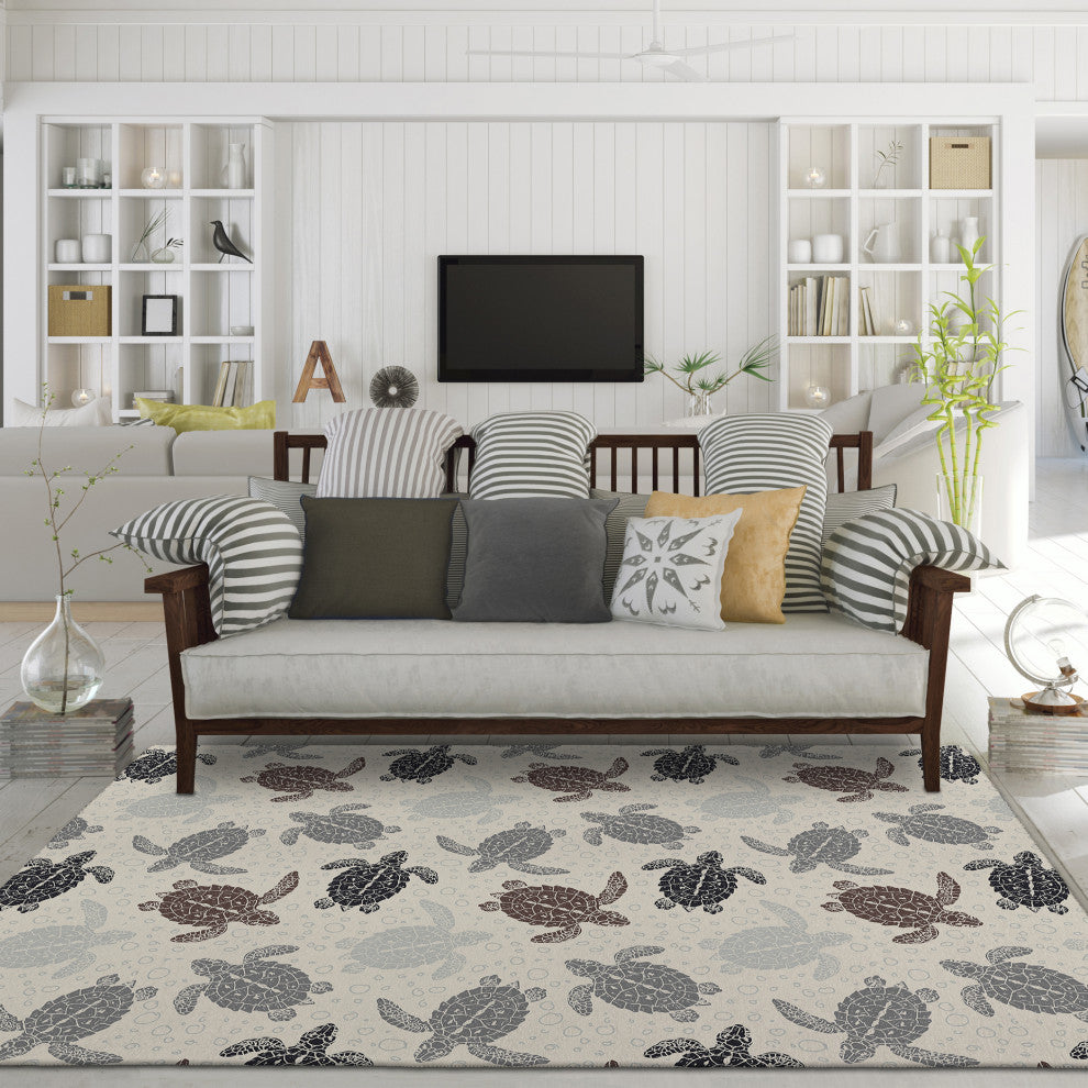Indoor/Outdoor Seabreeze SZ13 Beige Machine Washable 8' x 10' Rug