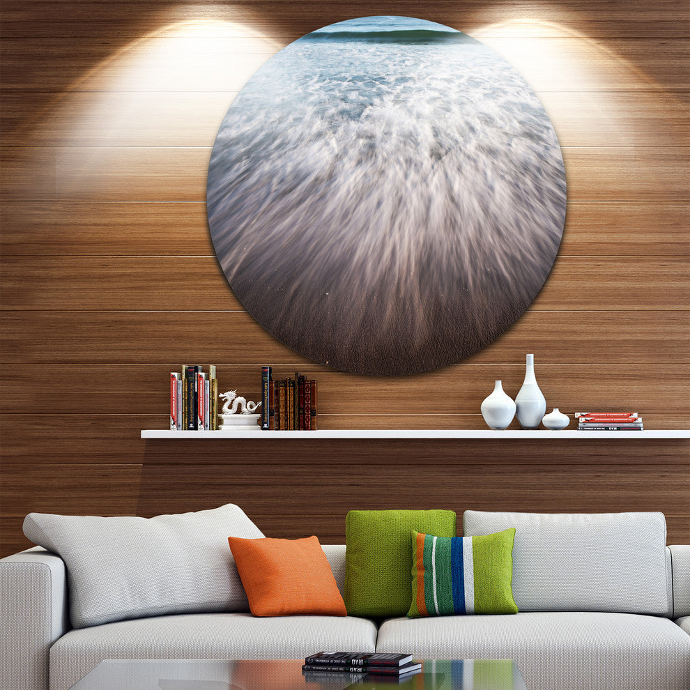 Ocean Beach Water Motion, Seashore Round Wall Art, 36"