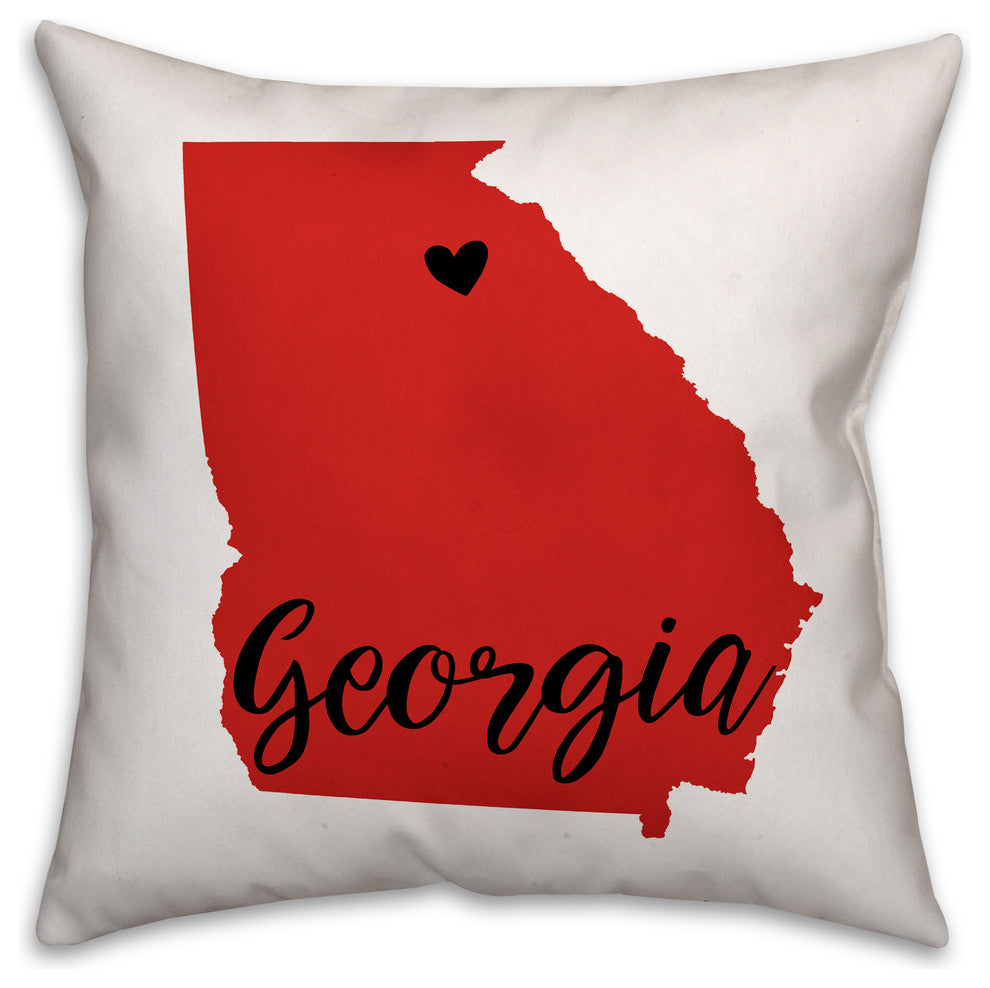 Red Orange and Black Georgia Pride 16x16 Spun Poly Pillow