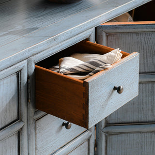 Crafton 4-Door Reclaimed Pine Wood Blue Sideboard Buffet
