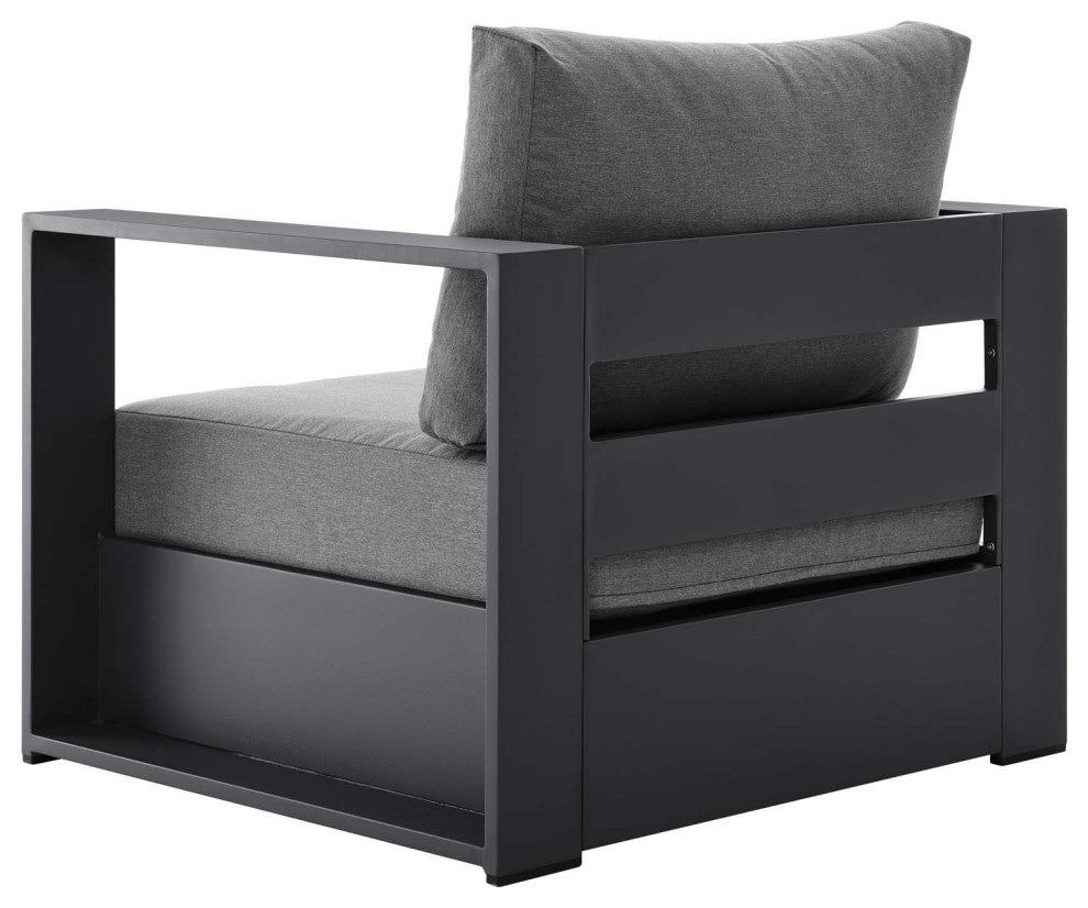 Lounge Sectional Sofa Chair Table Set, Gray, Aluminum, Modern, Outdoor