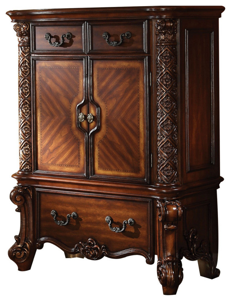 Benzara BM160003 Majestic 3 Drawer Wooden Chest, Cherry Brown