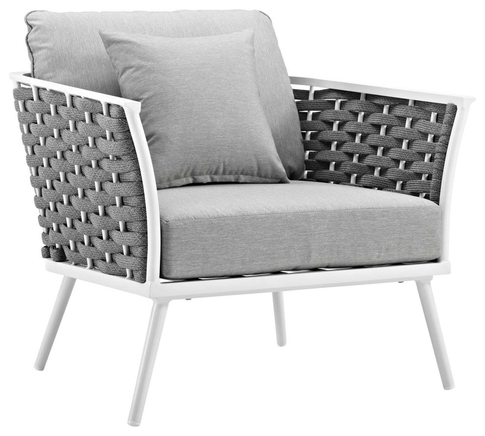 White Gray Stance 5 Piece Outdoor Patio Aluminum Sectional Sofa Set