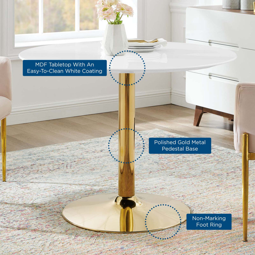 Verne 40" Dining Table Gold White