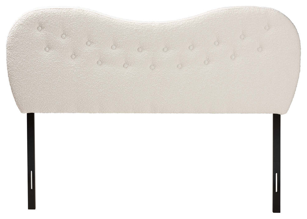 Modern Cream Boucle Fabric Queen Size Headboard