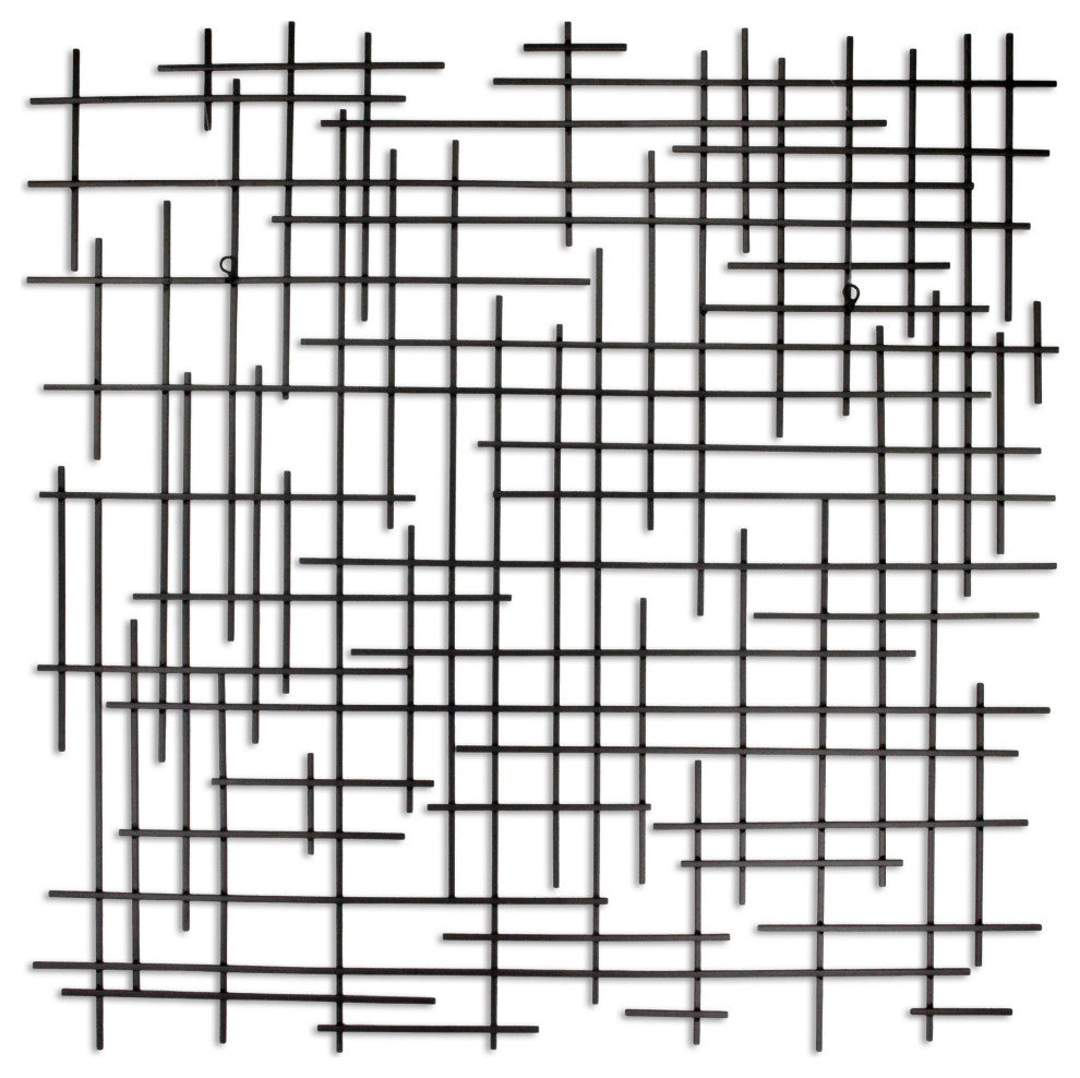 Iquara Large Black Square Metal Wall Art