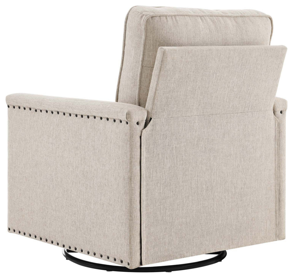 Armchair Accent Swivel Chair, Fabric, Beige, Modern, Living Lounge Hospitality