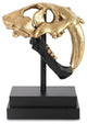 Saber Tooth Tiger Skull, Black, Gold Leaf