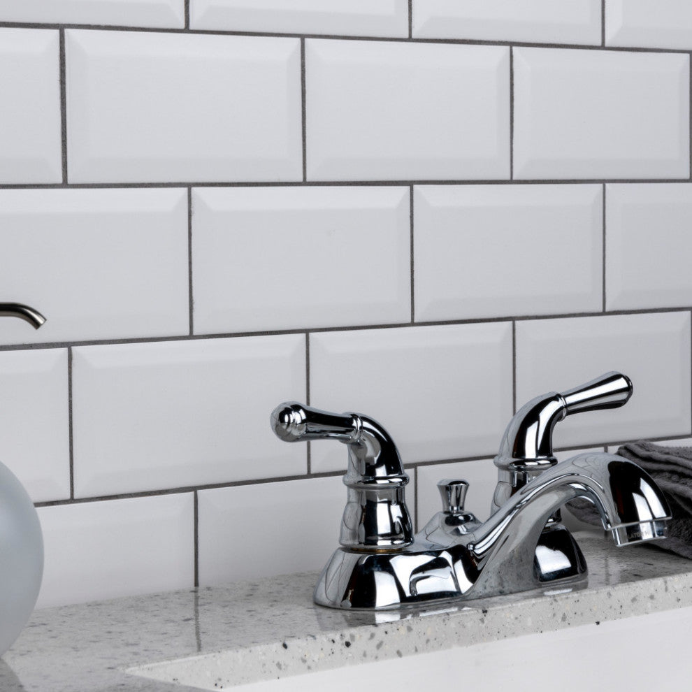 Crown Heights Beveled Ceramic Wall Tile, Matte White