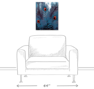 Peacock Abstract Blues 2 16x20 Canvas Wall Art