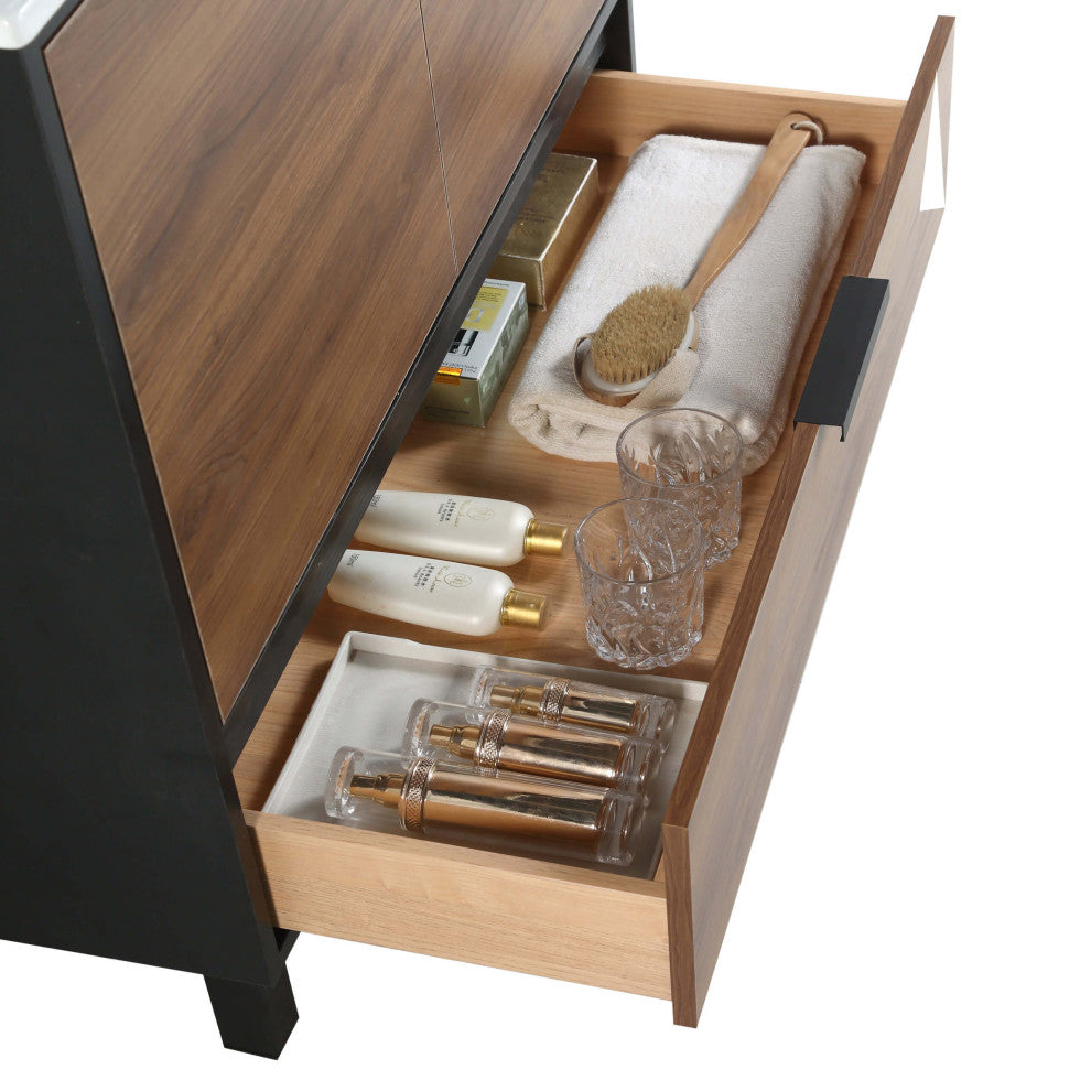 Fine Fixture Bathroom Vanity and Sink, 24"Clasic Gray ADA Compliant, Walnut, 36"