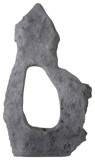 Colossal Cast Stone Sculpture, Single Hole, Charcoal Stone