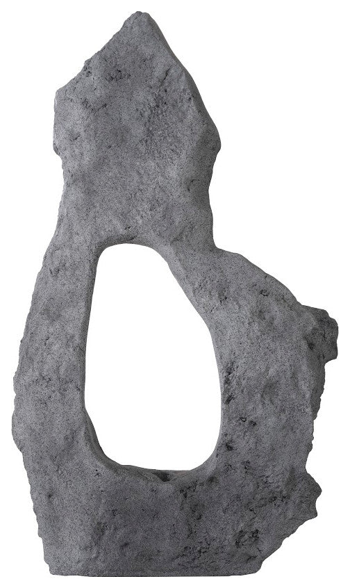 Colossal Cast Stone Sculpture, Single Hole, Charcoal Stone