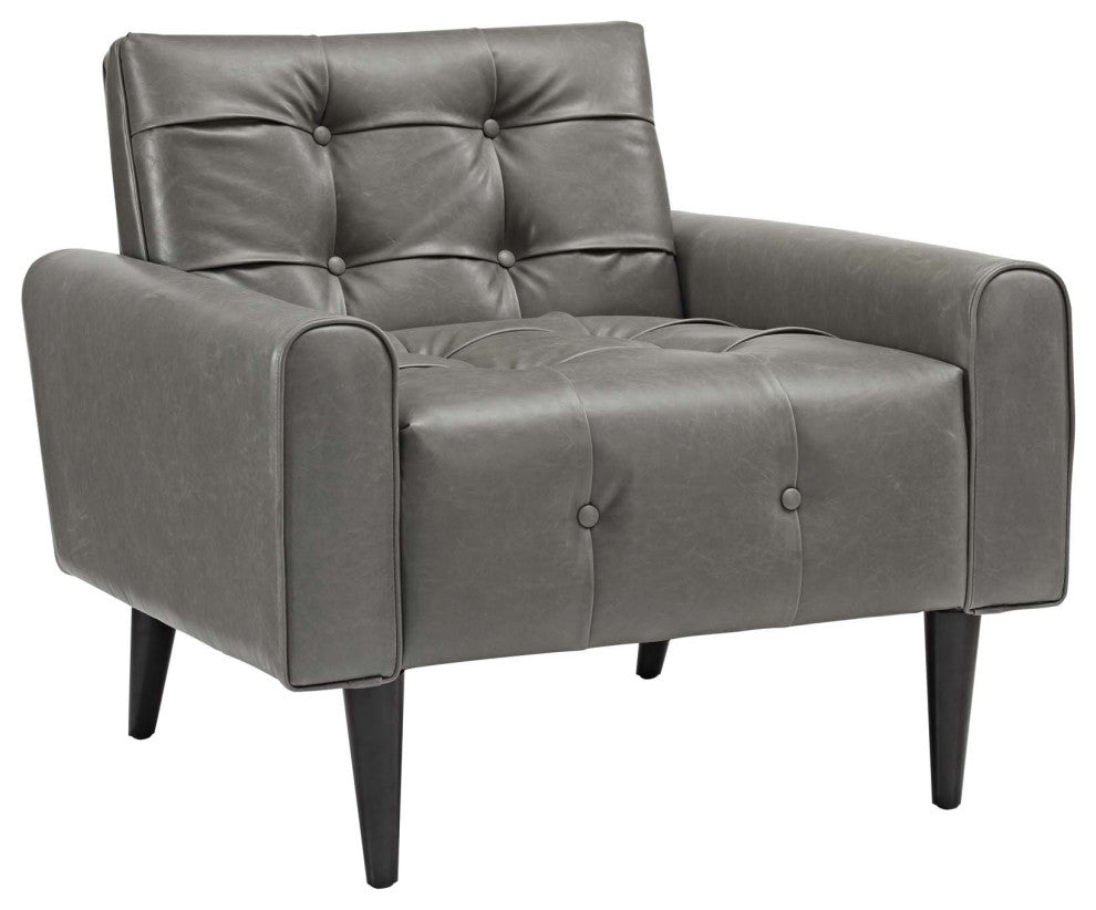 Modern Gray Delve Upholstered Vinyl Accent Chair