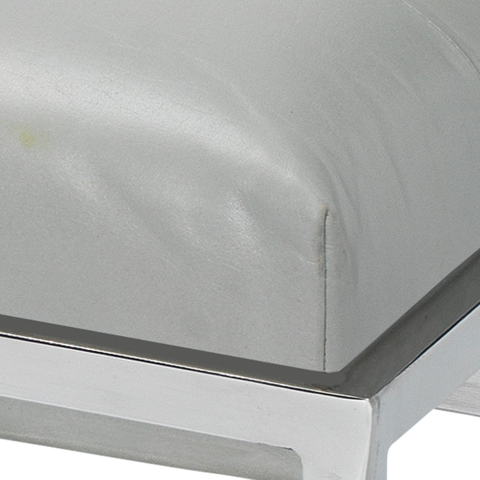 Shelby Leather Bench, Grey