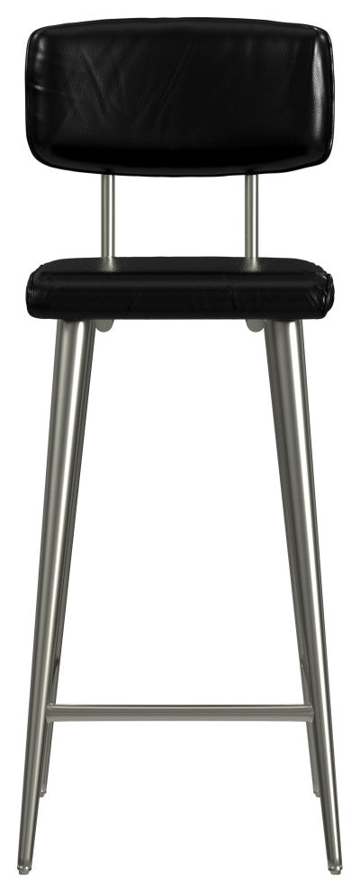 Saddle Leather Rectangular 26" Counter Stool, Black