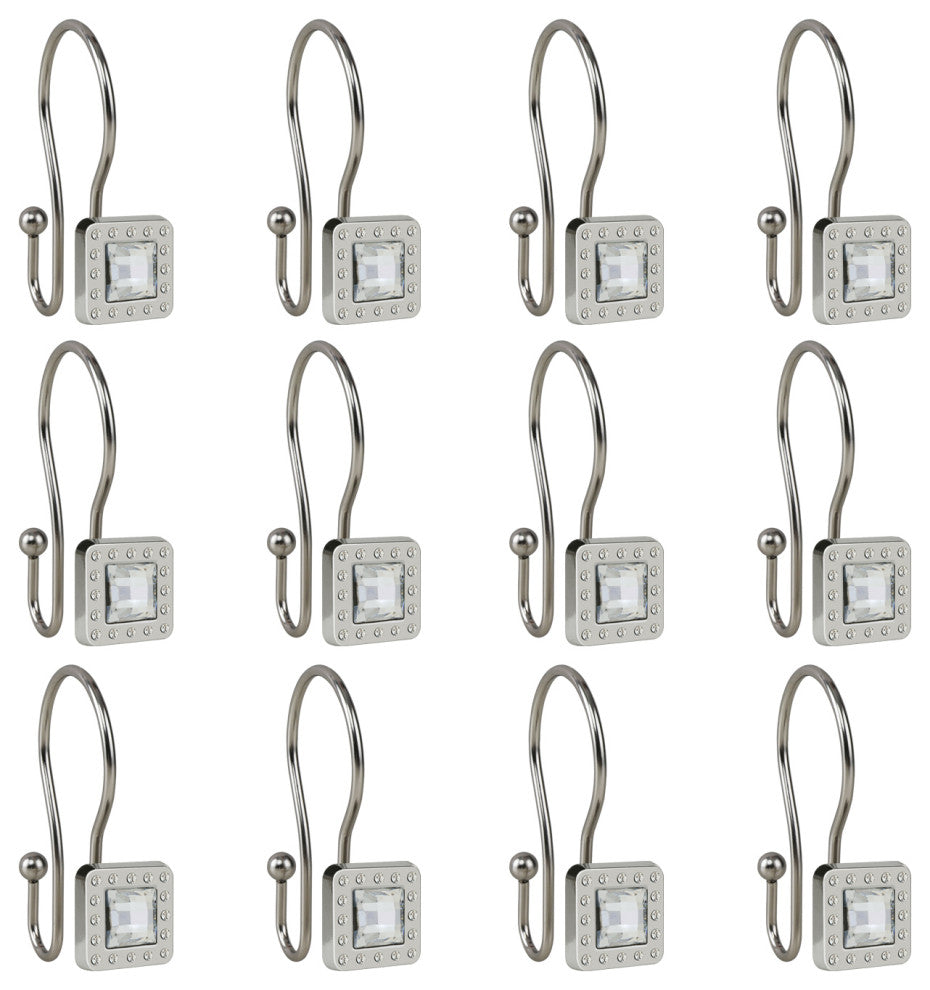 Utopia Alley Shower Hooks - Double Shower Curtain Rings for Bathroom, Brushed Nickel