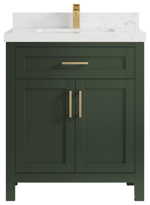 Cambridge 30 Single Sink Bath Vanity in Pewter Green 2" Empira Quartz