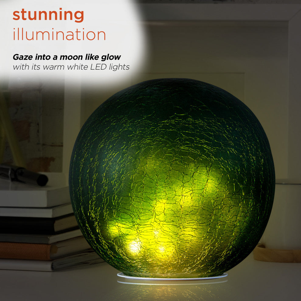 Green Textured Glass Gazing Globe with LED Lights