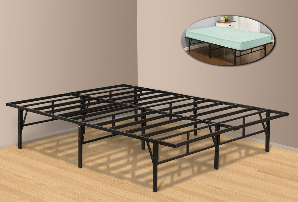 Chara Metal Platform Slatted Bed Frame, Black, Full
