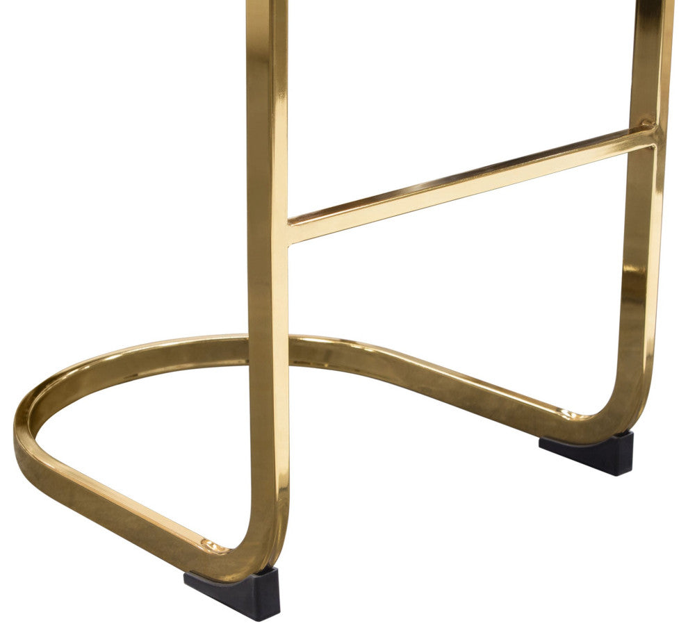 Vogue 2 Bar Height Chairs With Gold Metal Base, Black Velvet