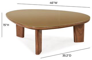Oani Walnut and Glass Coffee Table, Triangular