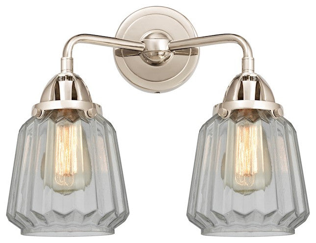 288-2W-PN-G142 Chatham 2 Light 14" Bath Vanity Light, Polished Nickel