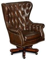 Seven Seas Office Chair in Sedona Grand Piano Mahogany Leather by Hooker