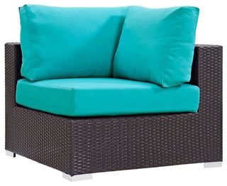 Convene 5 Piece Set Outdoor Patio with Fire Pit Espresso Turquoise