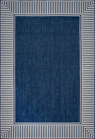 Nuloom Asha Simple Border Indoor/Outdoor Striped Area Rug, Navy 3'6"x5'