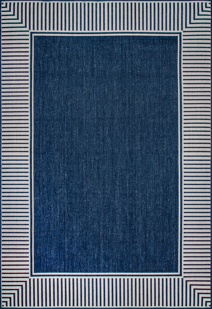 Nuloom Asha Simple Border Indoor/Outdoor Striped Area Rug, Navy 3'6"x5'