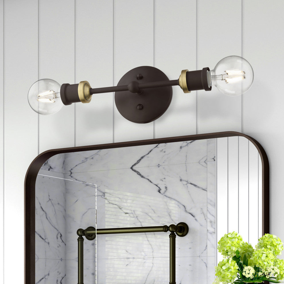 Lansdale 2 Light Bronze With Antique Brass Accents ADA Vanity Sconce
